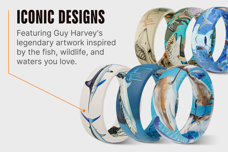 Guy Harvey Shark Collage Ring